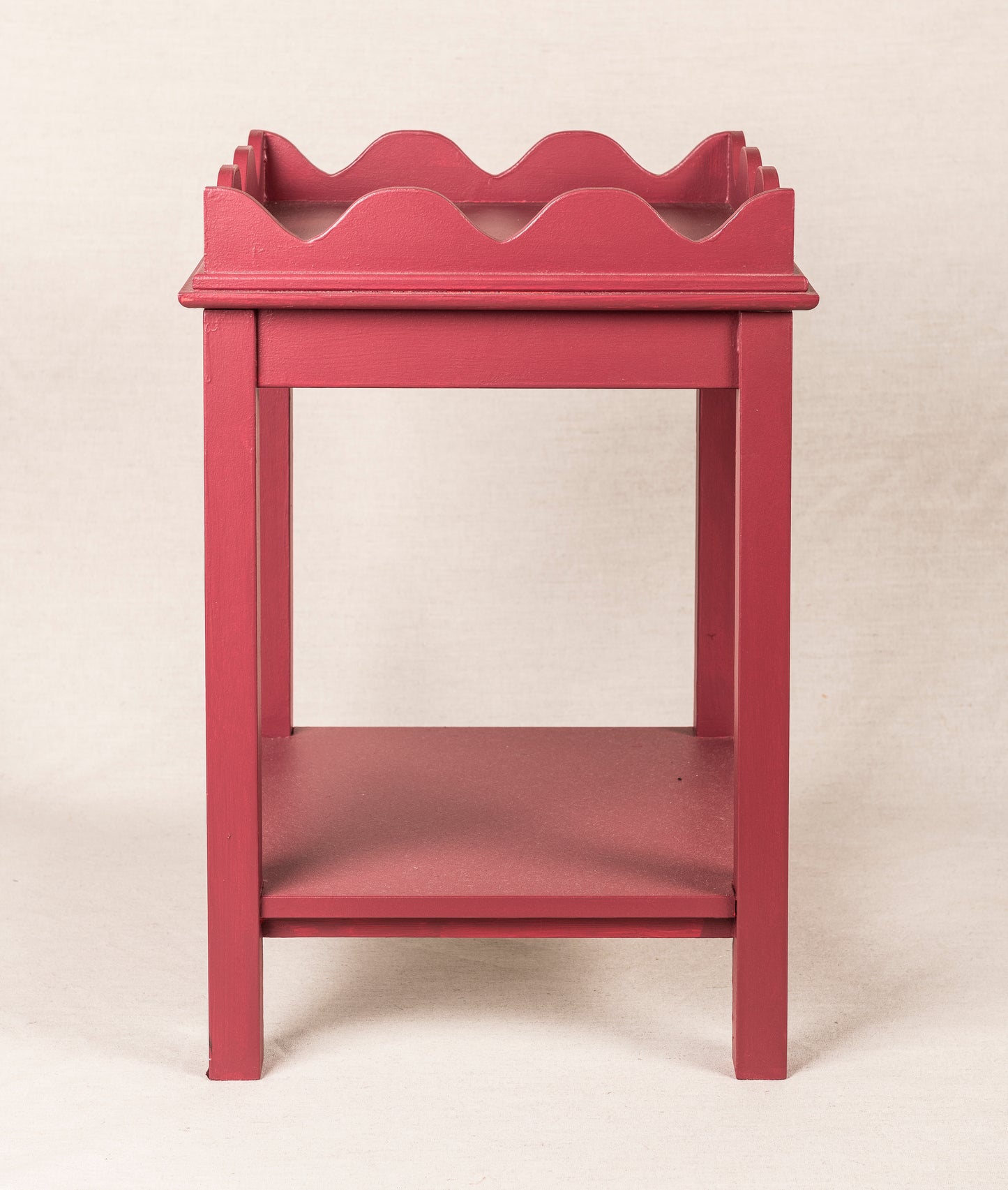 Chinese Red Scallop Side Table