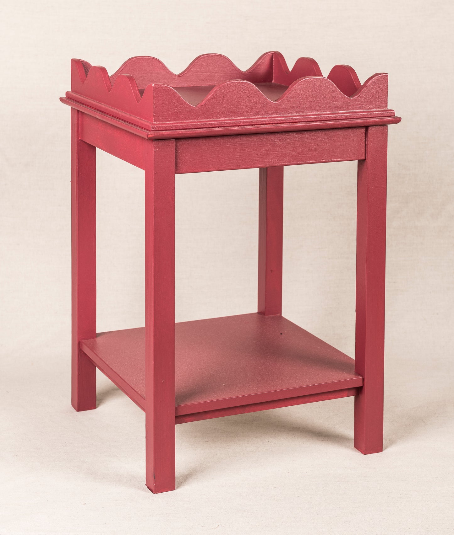 Chinese Red Scallop Side Table